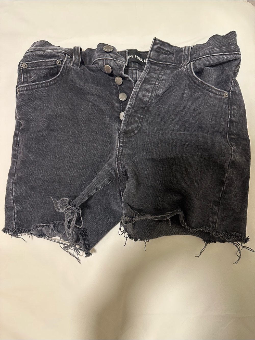 Aritzia Washed Black High-Rise Distressed Denim Shorts
